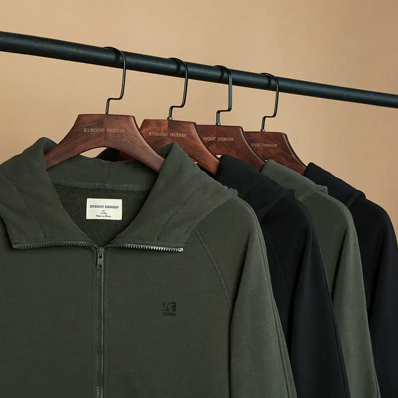 

Men's cardigan sweater men's 2021 spring new simple solid color sports leisure Hooded Jacket