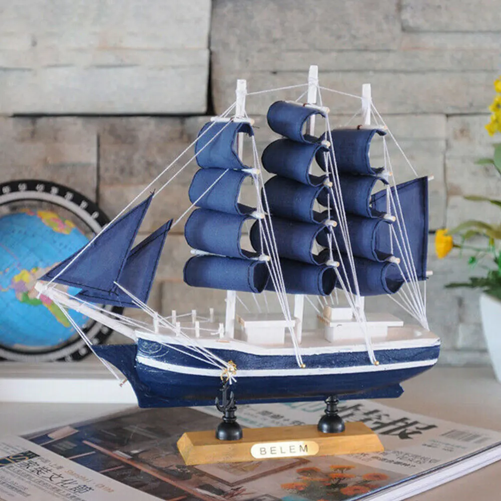 

Props Bedroom Nautical Decor Children Gift Mediterranean Style Toys Office Wooden Sailing Boat Model Furnishing Retro Home Mini