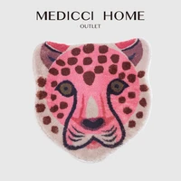 medicci home boho chair cushion mat round pink leopard lovely nordic ins girls sherpa fleece non slip carpet bathroom rugs 40x40