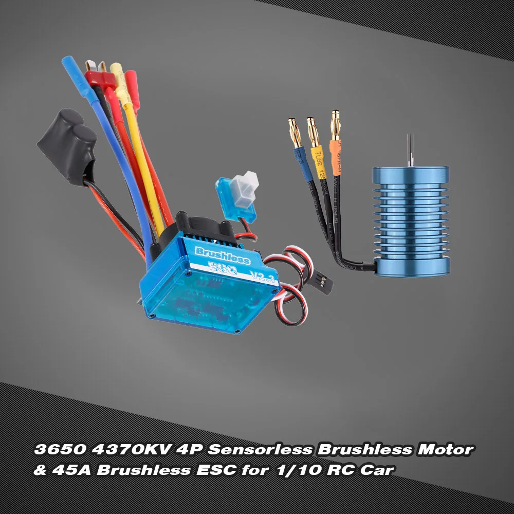 _ 3650 3100KV 3300KV 3930KV 4370KV бесщеточный двигатель 45A 60A ESC Регулятор скорости RC 1:10 Модель