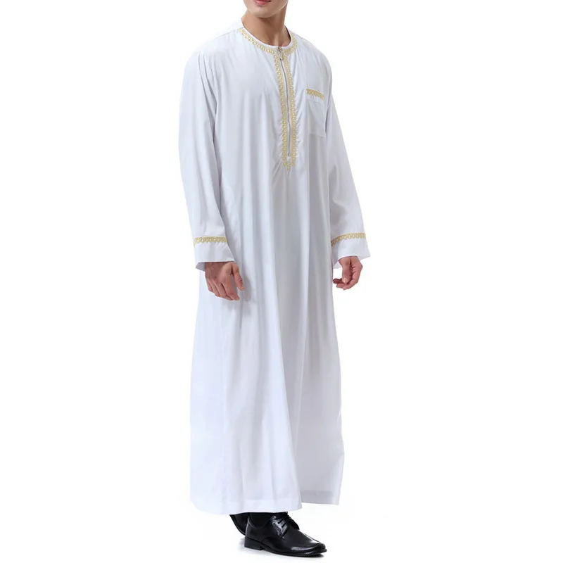 Новое поступление 2019 Осеннее мусульманское длинное платье для мужчин jubba abaya jilbaba