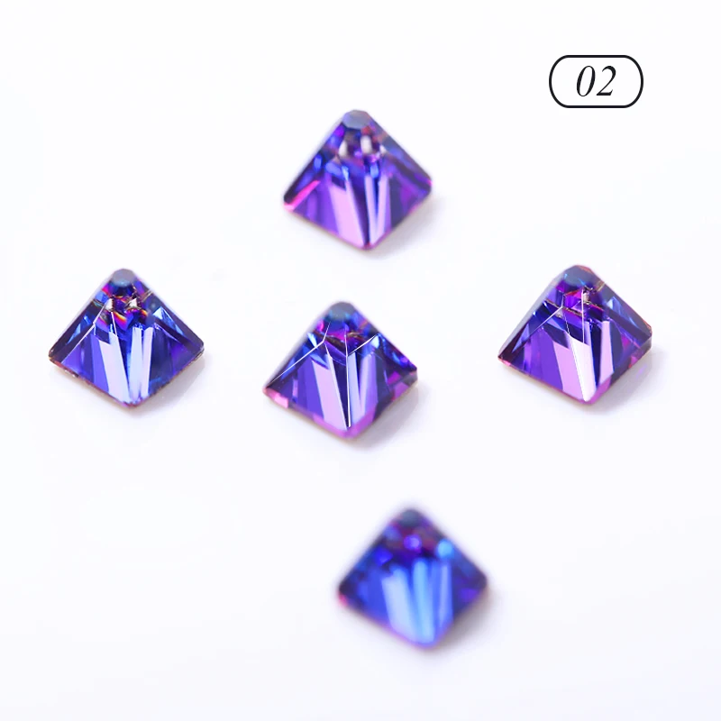 5 шт./пакет Блестящий цветной дизайн ногтей Стразы многогранные острые дно