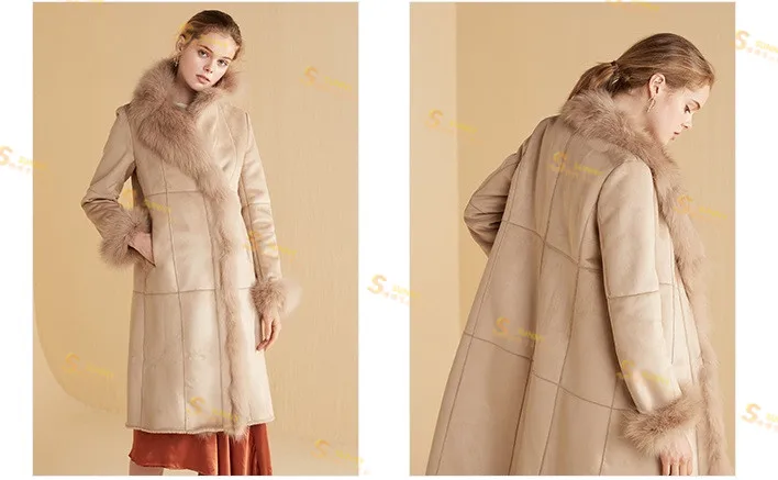 

Quality Winter Thick Warm Long Jacket Fashion Street Shearling Coat Genuine Fox Fur Jackets Faux Leather