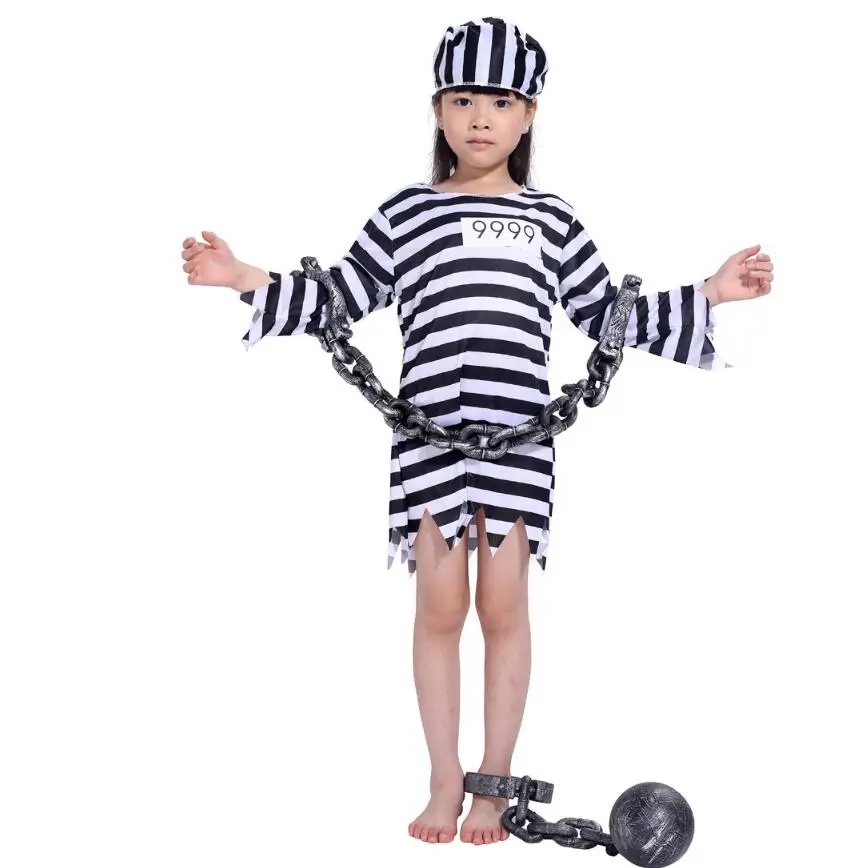Маскарадный костюм на Хэллоуин одежда в полоску для подростков детская