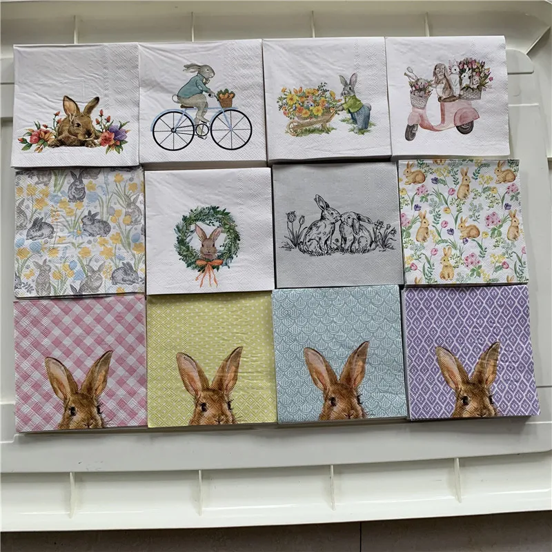 25cm vintage paper napkins tissue cute animal bunny cat deer bird sea star pear decoupage wedding kid birthday party serviettes