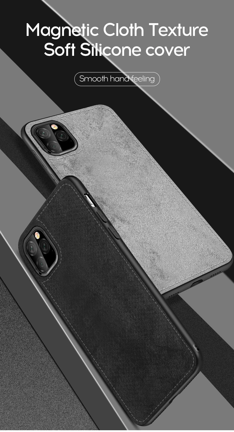 IIOZO Магнитный тканевый чехол для iPhone 11 Pro Max ультра-тонкий тканевый текстурный Мягкий силиконовый чехол для телефона s
