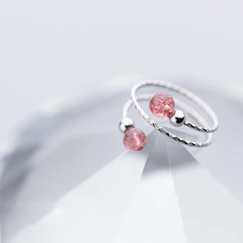 Женское многослойное кольцо из серебра 100% пробы с кристаллом в виде