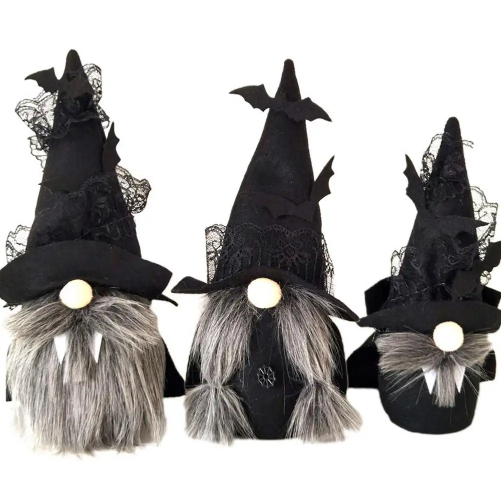 3PCS Halloween Plush Gnome Doll Faceless Long Beard Gnome Toy Decorations Plush Tomte Elf Ornaments Shopwindow Decor