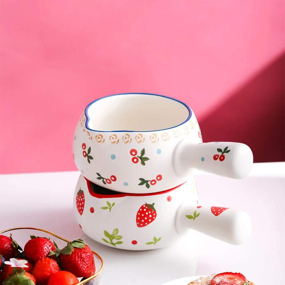 

Ceramic Mini Milk Cup With Handle Japanese Milk frothing Jugs Coffee Sugar Milk Pot Strawberry Floral Pattern Kitchen Cookware