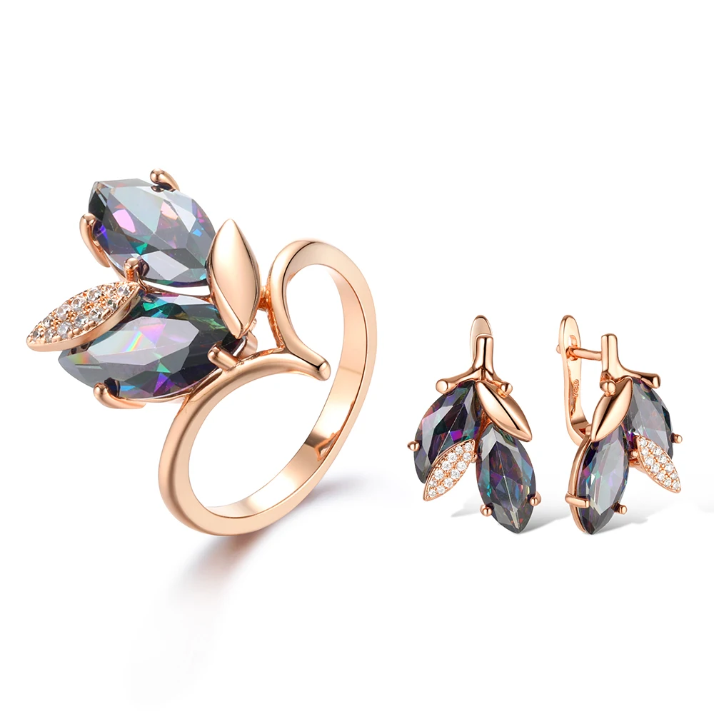 

2021 Trend Free Shipping Fashion Crystal Vintage Bronze Color Jewelry Bridal Wedding Kate Princess Earrings Rings Jewelry set