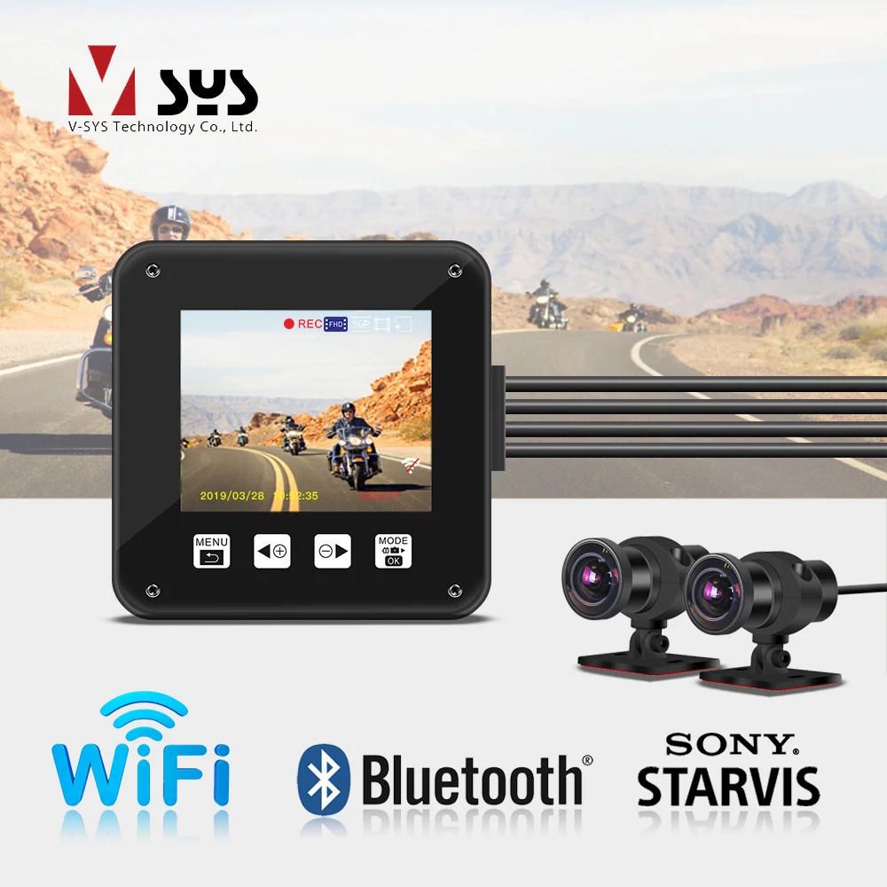 SYS VSYS A6X WiFi Bluetooth экшн-камера на мотоциклетный шлем рекордер SONY IMX307 Starvis Ночное Видение Двойной 1080P мотоцикл видеорегистратор