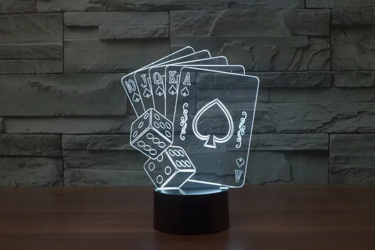 [Seven Neon] акриловая настольная лампа в форме игральных костей для покера 7 цветов 3D