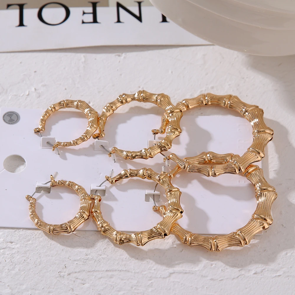 

IFMIA Oversize Gold Color Big Circle Hoop Earrings Set for Women Vintage Steampunk Ear Clip Wedding Party Jewelry Gift Wholesale