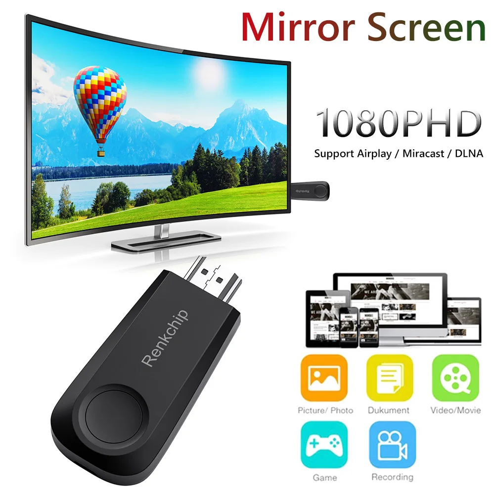 

Экран Mira Anycast Miracast DLNA TV Stick HDMI-совместимый беспроводной дисплей WIFI Dongle аудио зеркальный экран приемник для Youtube