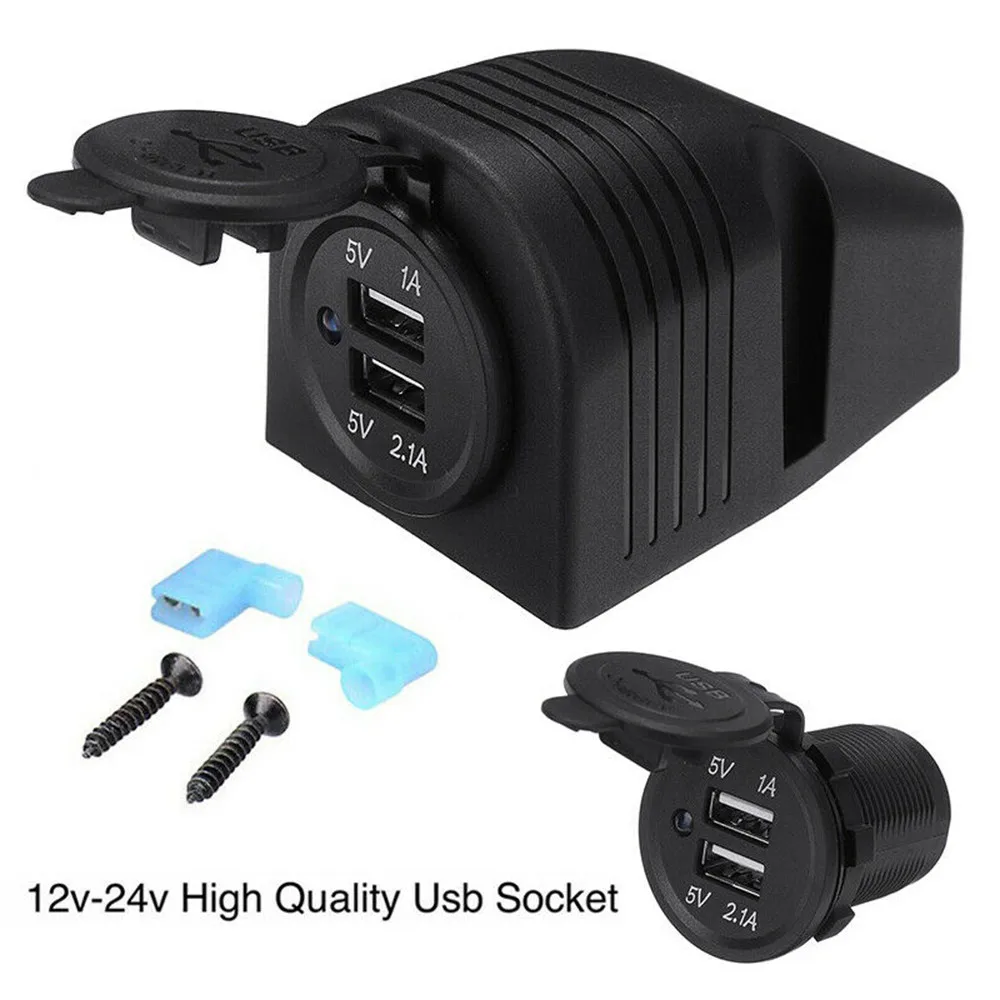 

12-24V Universal Double Twin Usb Cigarette Lighter Power Socket Professional Cigarette Lighter Socket With Tent Base Auto Parts