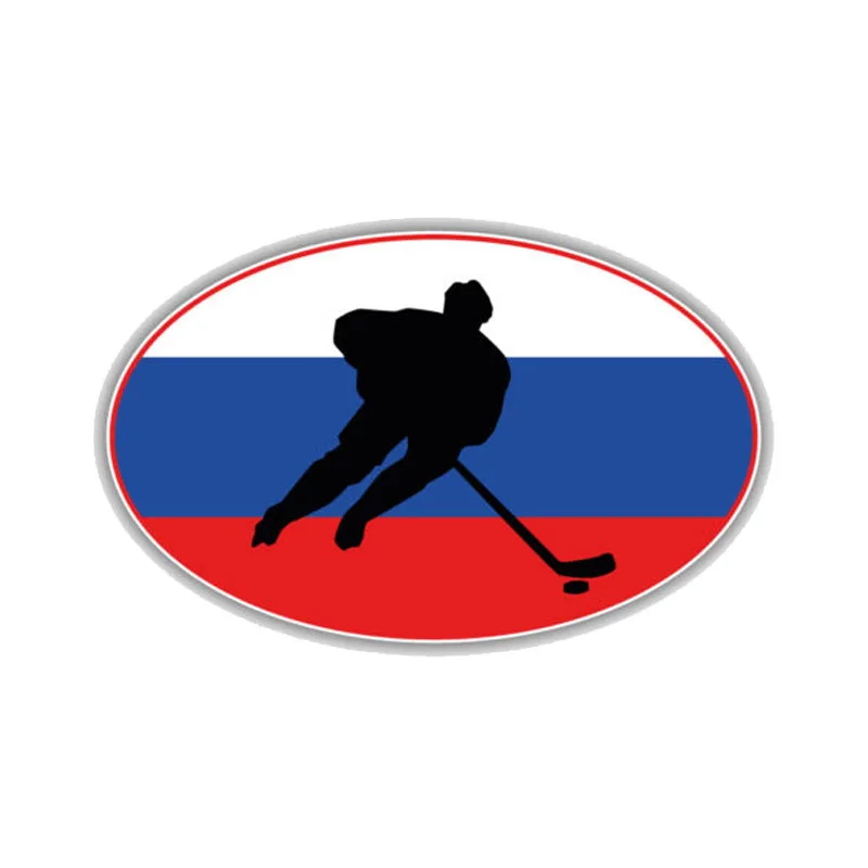 

Hot Sell Creative Car Sticker Russia Flag Hockey Label Decal Window Vinyl Reflective Sunscreen Anti-UV PVC 6.8cm X 11cm