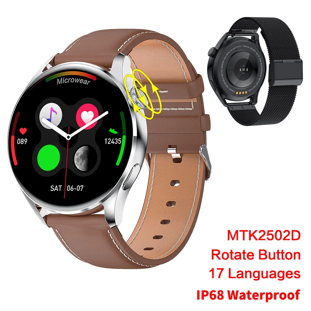 

Blue Tooth Call Smart Watch Heartrate Detection Rotate Button Custom Dial 240*240 Pixels Screen IP68 Waterproof Wear3 SmartWatch
