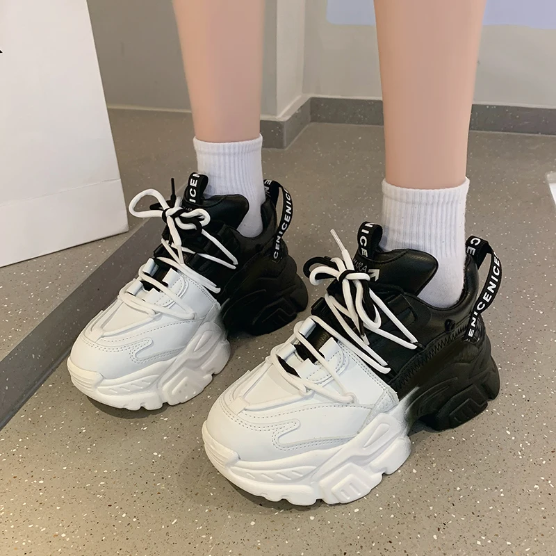 Кроссовки женские на толстой подошве Вулканизированная подошва градиентные