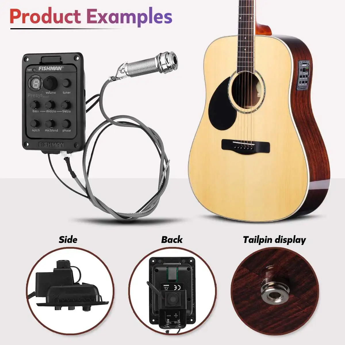 

PSY-301 Acoustic Guitar Board Pickups Mic Blend Dual Model Preamp EQ Tuner Piezo Pickup Equalizer Guitar Accessories