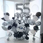Большие серебристые черные набор гелиевых шаров шары из латекса с конфетти свадебное украшение для бейби Шауэр день рождения металлический декор Globos