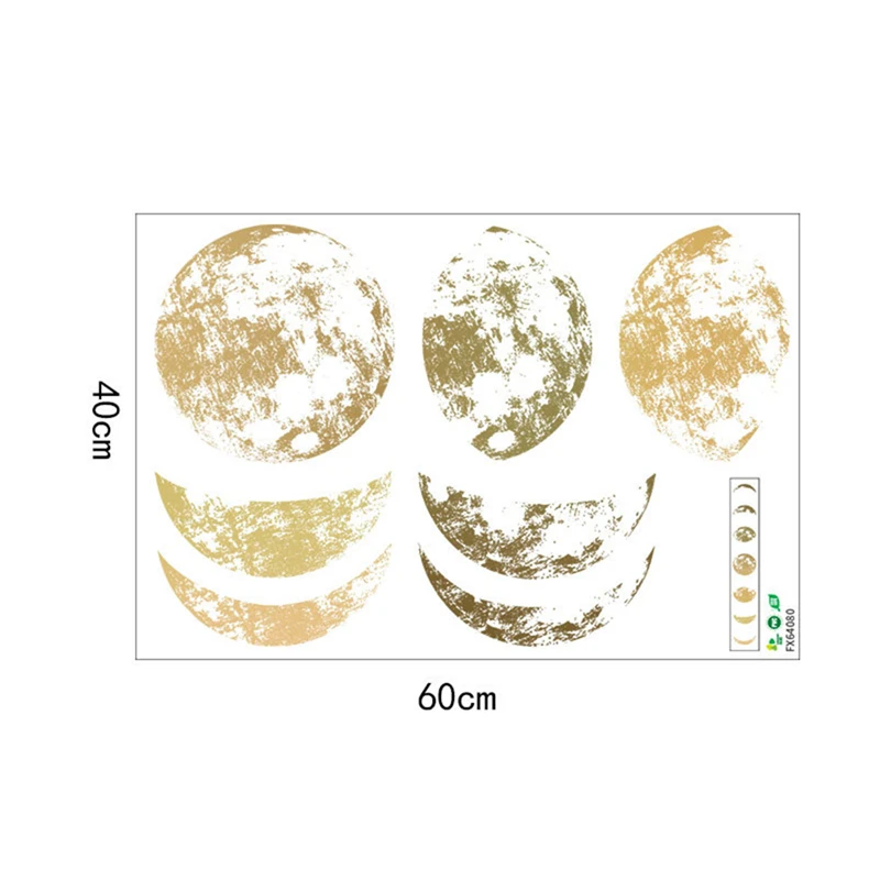 

Moon Phase 3D Wall Stickers Creative Simple Golden Moon Home Living Room Bedroom Wall Decoration Stickers