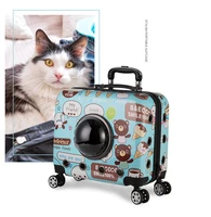 pet dog cat travel stroller dog trolley case carrier portable cats bag breathable outdoor dogs backpack trolley cart for travel