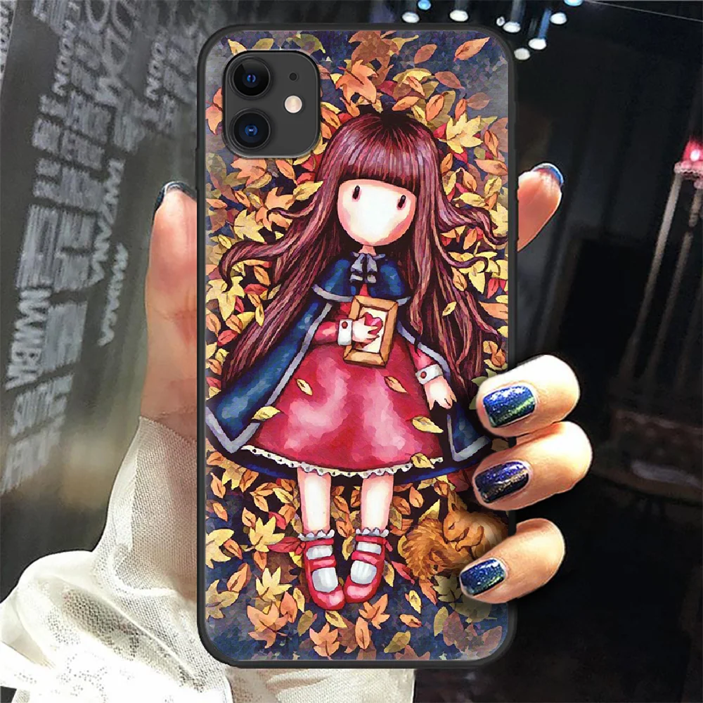 

Cartoon cute Santoro Gorjuss Phone Case Cover Hull For iphone 5 5s se 2 6 6s 7 8 12 mini plus X XS XR 11 PRO MAX black funda