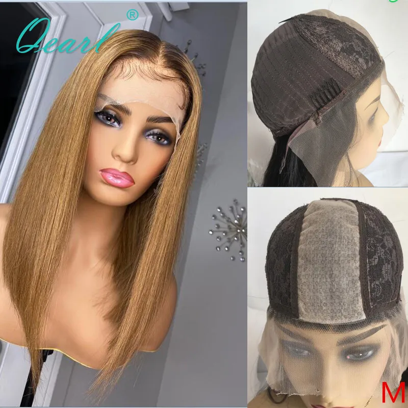 

Ombre Human Hair Wig 2x5 Silk top Wigs Honey Blonde Colored Short Bob Lace Frontal Wig Straight Brazilian Remy Hair 150% Qearl