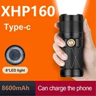 Новинка, самый мощный светодиодный фонарик Usb типа C XHP160, перезаряжаемый светодиодный фонарик со встроенным аккумулятором, тактическая вспышка XHP90, фонарь