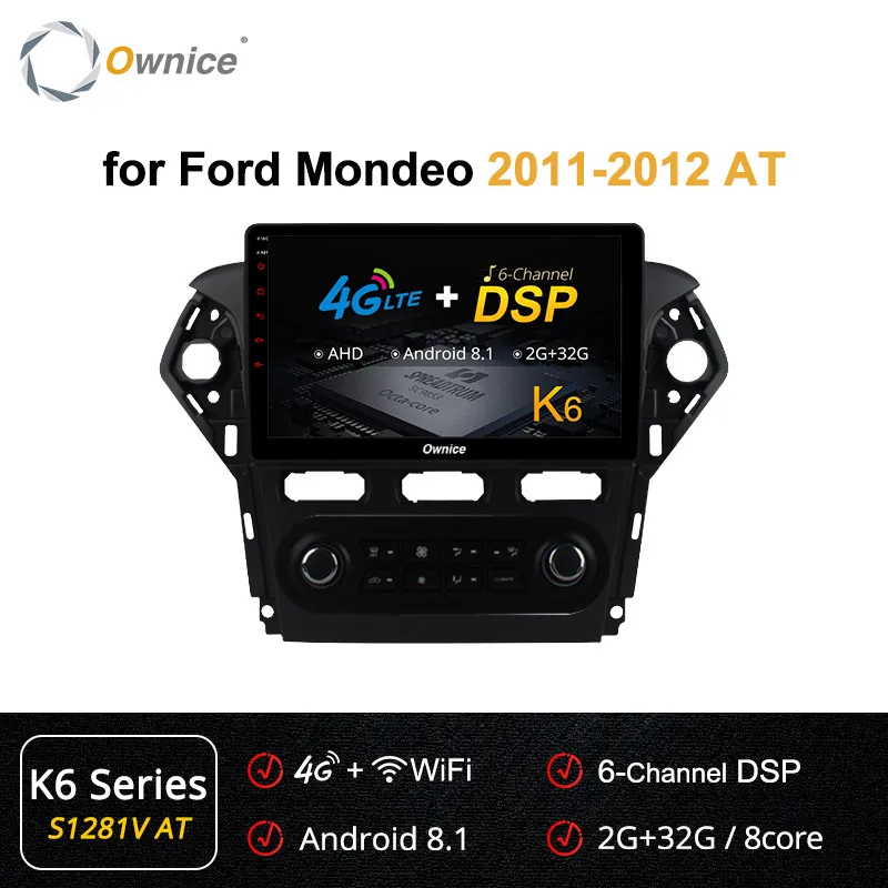 Ownice k3 k5 k6 Android 9,0 4G+ 64G 360 Panorama автомобильный dvd-плеер gps навигация радио для Ford Mondeo 2011-2012 4G DSP оптический - Цвет: S1281-2 k6