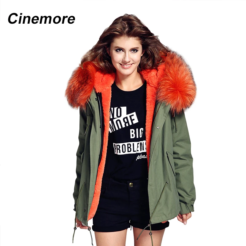 Женская зимняя куртка с капюшоном и воротником из меха енота|Куртки