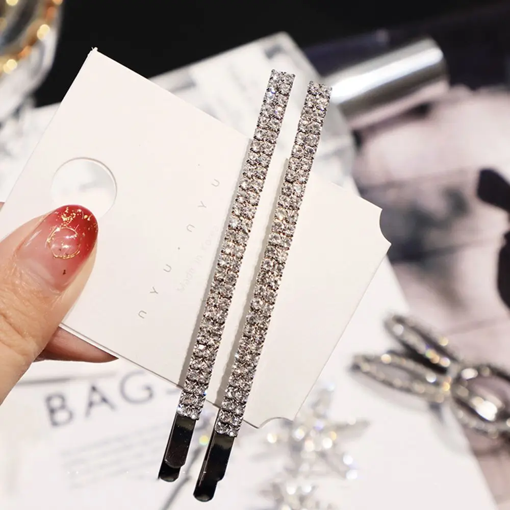 2 шт./компл. женские заколки для волос с блестящими цветами и кристаллами шпильки