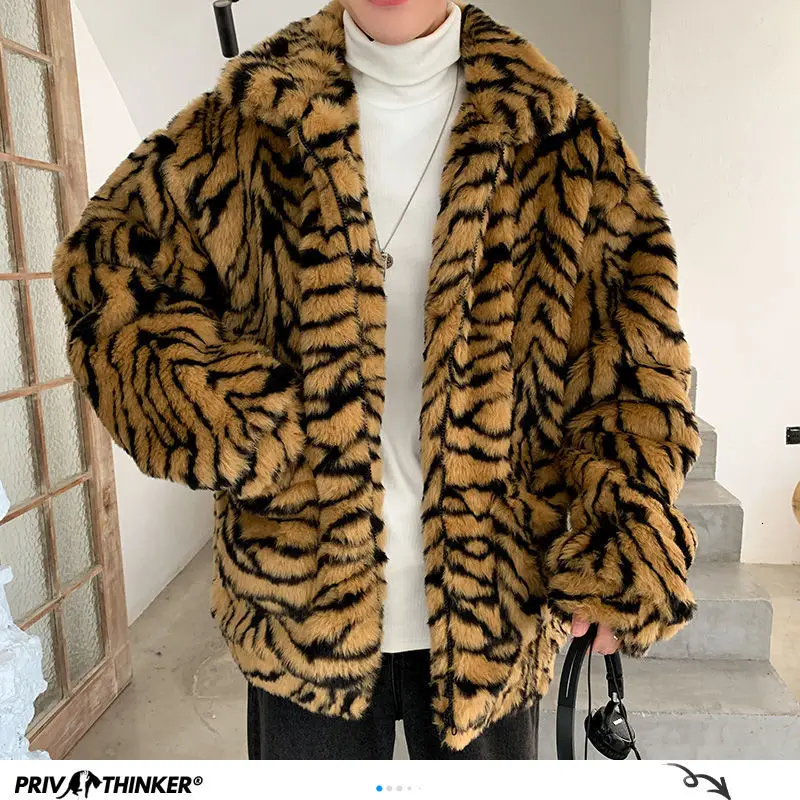 Мужская Зимняя парка с принтом тигра Privathinker повседневная куртка оверсайз в