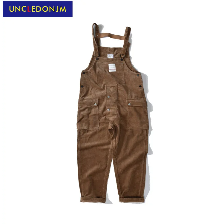 

UNCLEDONJM Corduroy japanese streetwear Overalls men Vintage Baggy pants Men's One-Piece Jumpsuits Bib Overalls U7078