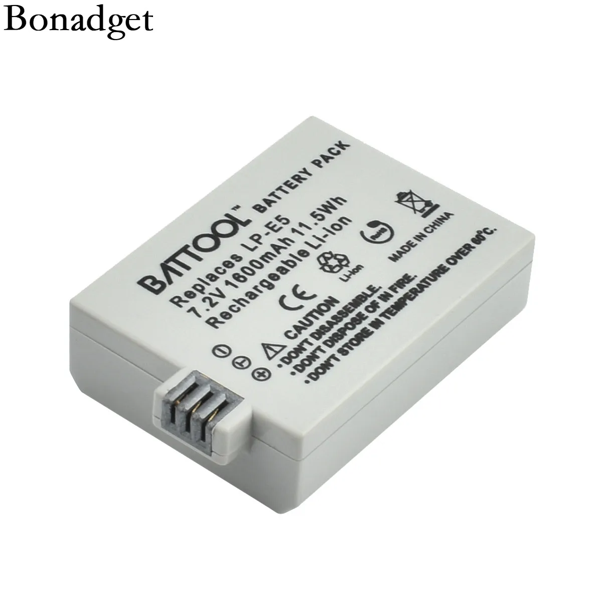 Аккумулятор Bonadget 7,2 V 1600mAh LP-E5 LPE5 LP E5 для камеры Canon EOS Rebel XS, Rebel T1i, Rebel XSi, 1000D, 500D, 450D