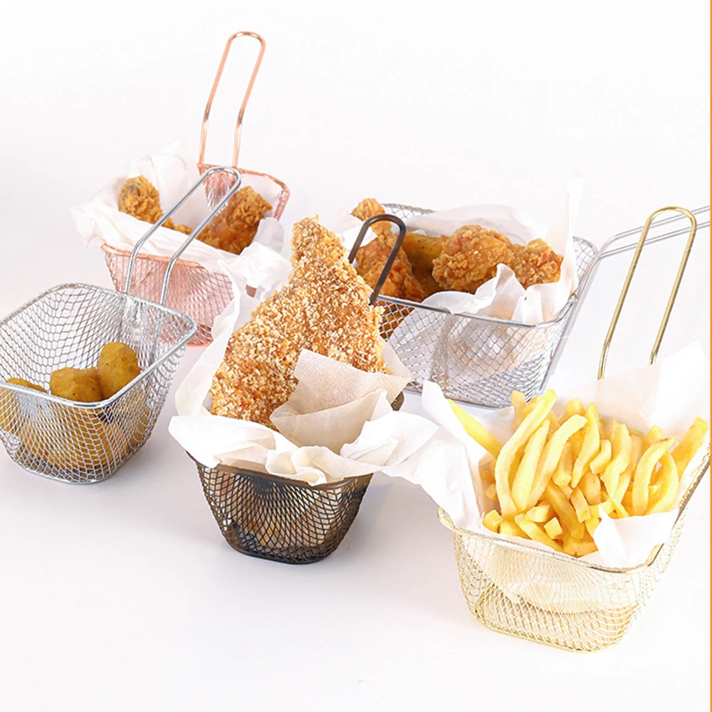 

Multifunction Stainless Steel Chips Frying Basket Strainer Fryer Kitchen Cooking Chef Basket Colander Mini French Fries Basket