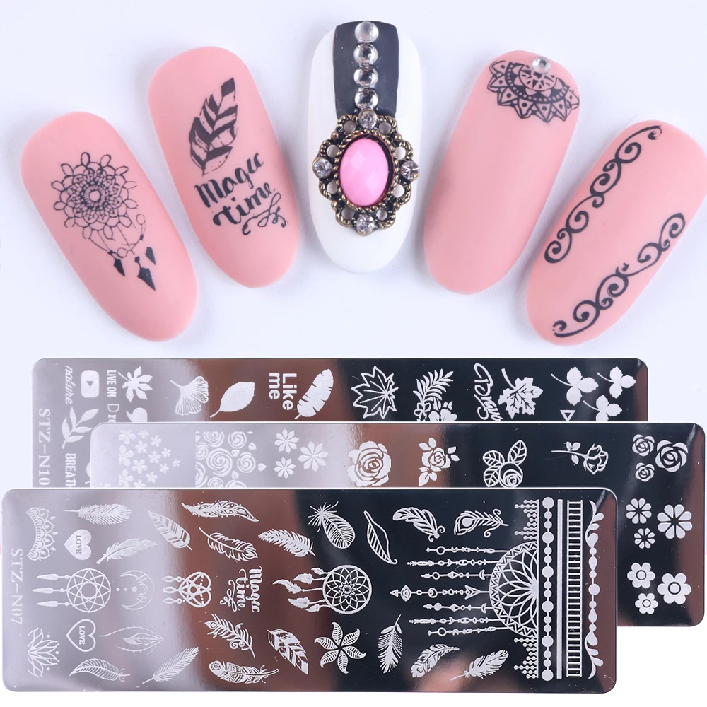 Новинка 3 шт. фотообои для дизайна ногтей шаблон розы кошка геометрия животные