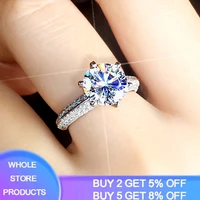 yanhui original 925 sterling silver color wedding ring 2ct round lab diamond gift jewelry anniversary ring with certificate