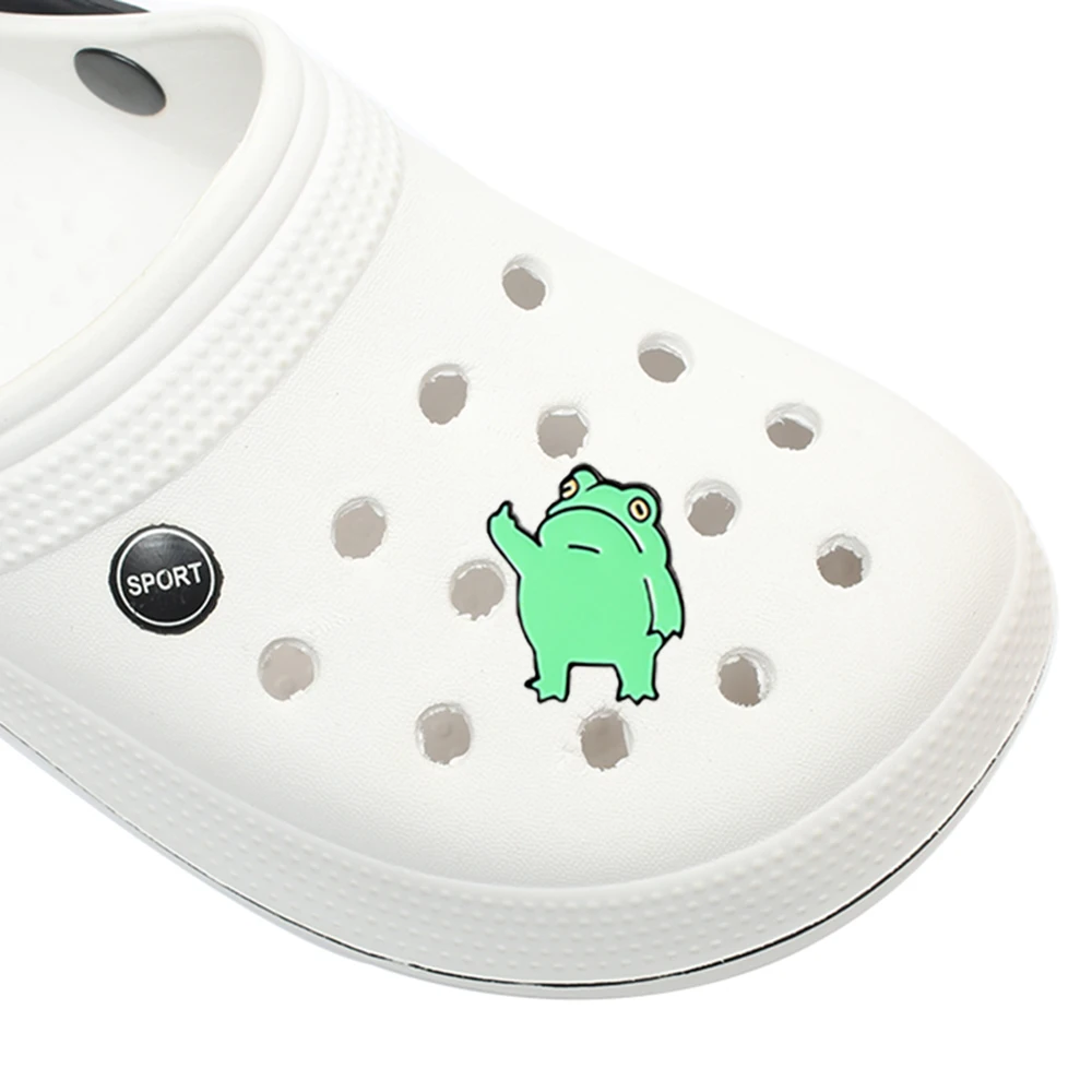 1Pcs Custom Funny Frog Alloy shoe charms DIY Cool Animal shoe decoration for croc jibz kids favor kawaii cute X-mas