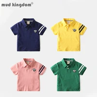 mudkingdom fashion boys summer polo shirt lapel stripe casual for kids clothes school cotton toddler short sleeve boy tops