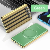 power bank 20000mah qi wireless charger for iphone 12 samsung xiaomi mobile external battery powerbank built in cable poverbank