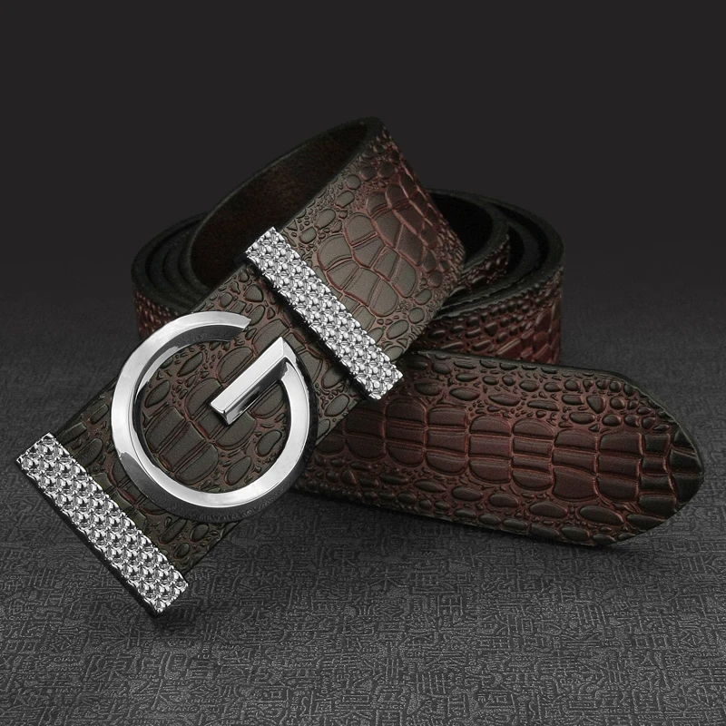 

High Quality metals G belts mens Leisure Waistband man genuine leather Casual hombre Waist Strap fashion Cowskin sash