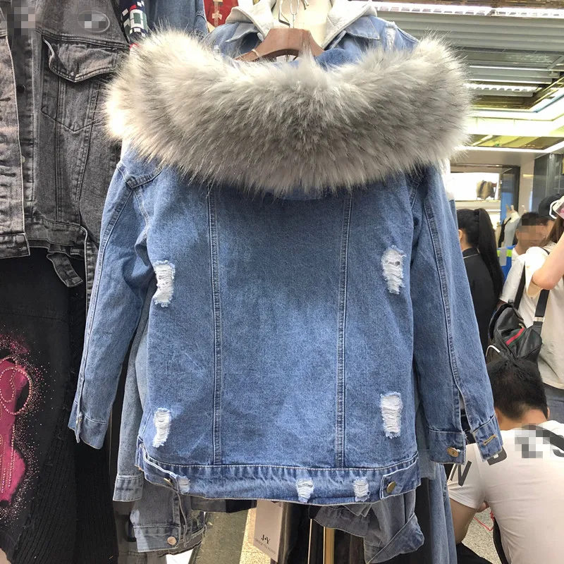 

Winter New Warm Thicken Plus Velvet Jacket Female High Quality Hooded Harajuku Clothing Women Casual Style Jeans Jacket Coat