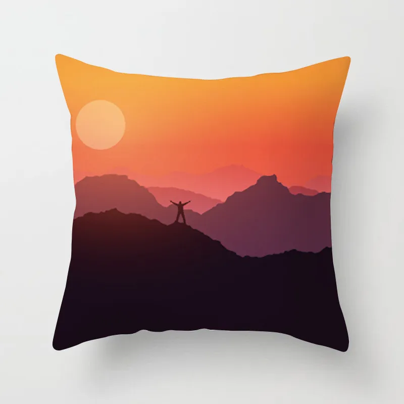 Декоративный чехол для диванной подушки с рисунком заката | Дом и сад