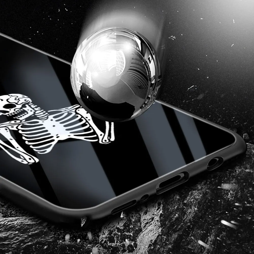 

Funny Skull Case For Samsung A50 A70 A21S A51 A71 M30 A21 A30 A40 A41 S9 S8 S10 S20 Plus Note 20 Ultra 10 Glass Phone Cases Capa