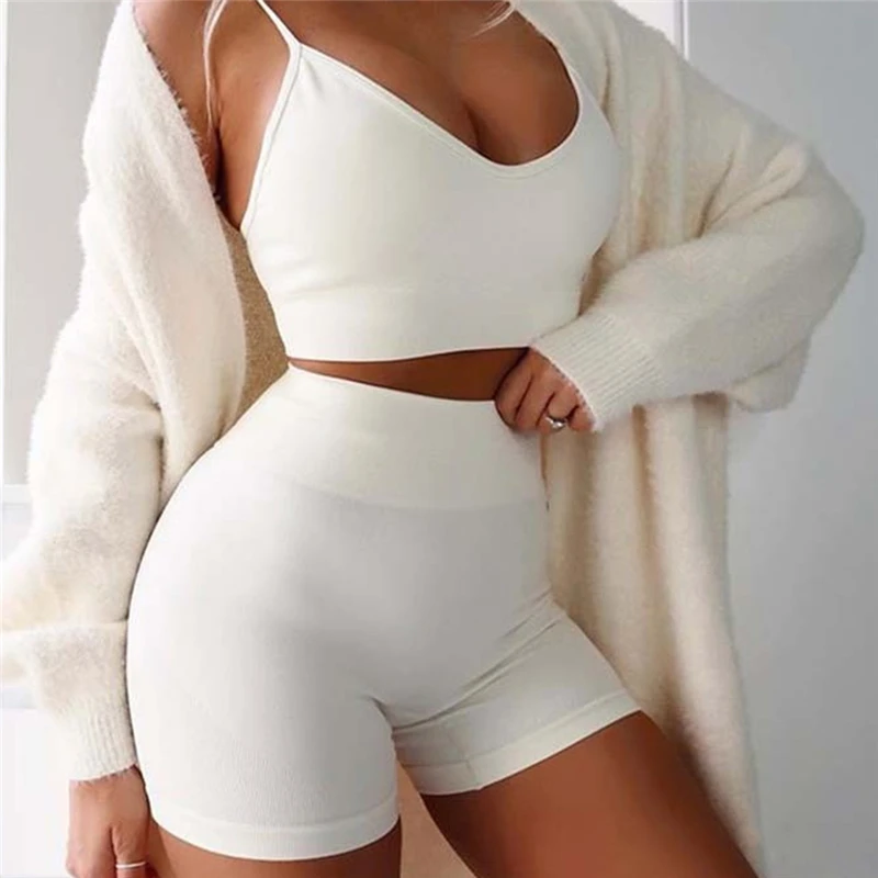 Женский комплект без рукавов женский сексуальный топ с v образным вырезом шорты