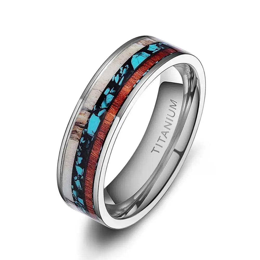 Винтаж 8/6 мм Для мужчин обручальное кольцо из натуральной оленьи рога деревянный декор Титан кольцо Warcraft Bague Роковой Анель Masculino - Цвет основного камня: 6mm