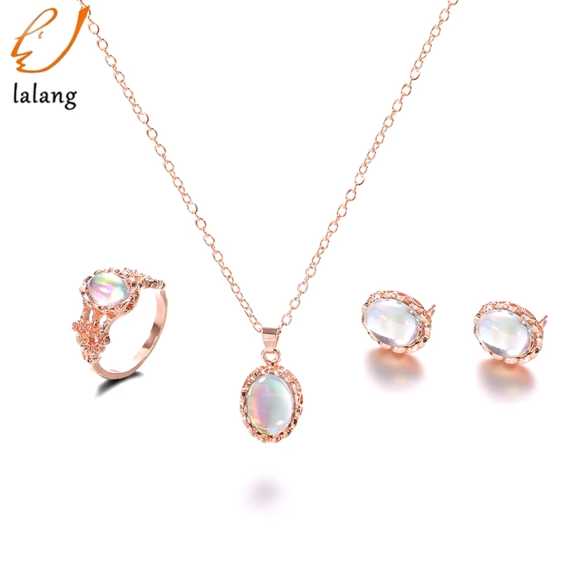 

Fashion Set Colored simple ring necklace earrings for Women Jewelry Gifts
