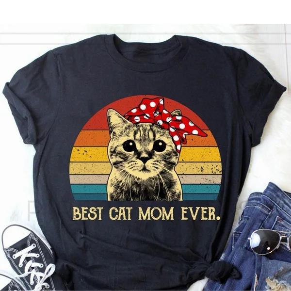 EDLPE футболка с надписью Best Cat Mom винтажный подарок на день матери Милая