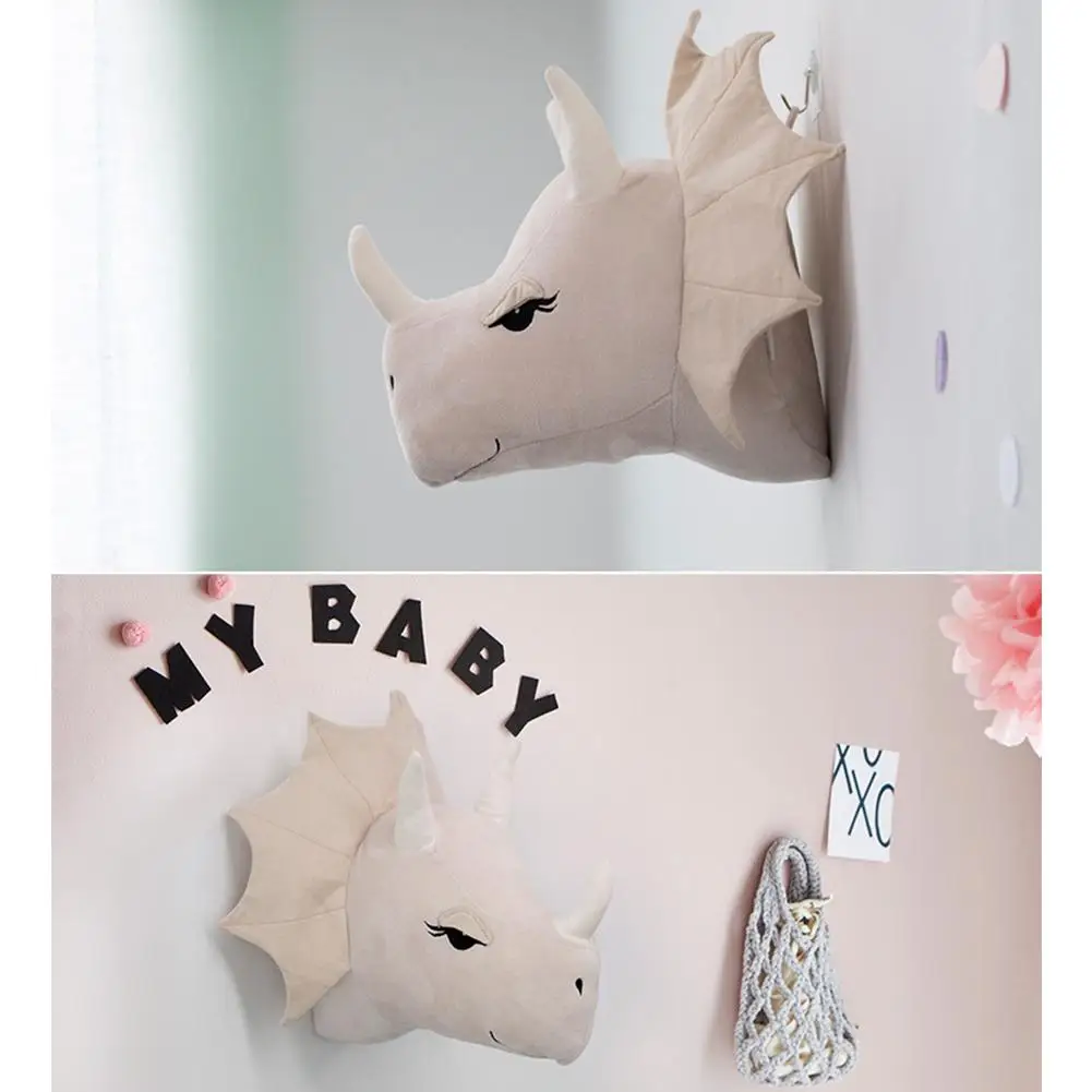 Голова животного динозавр Настенный декор носороги подвесное крепление мягкие